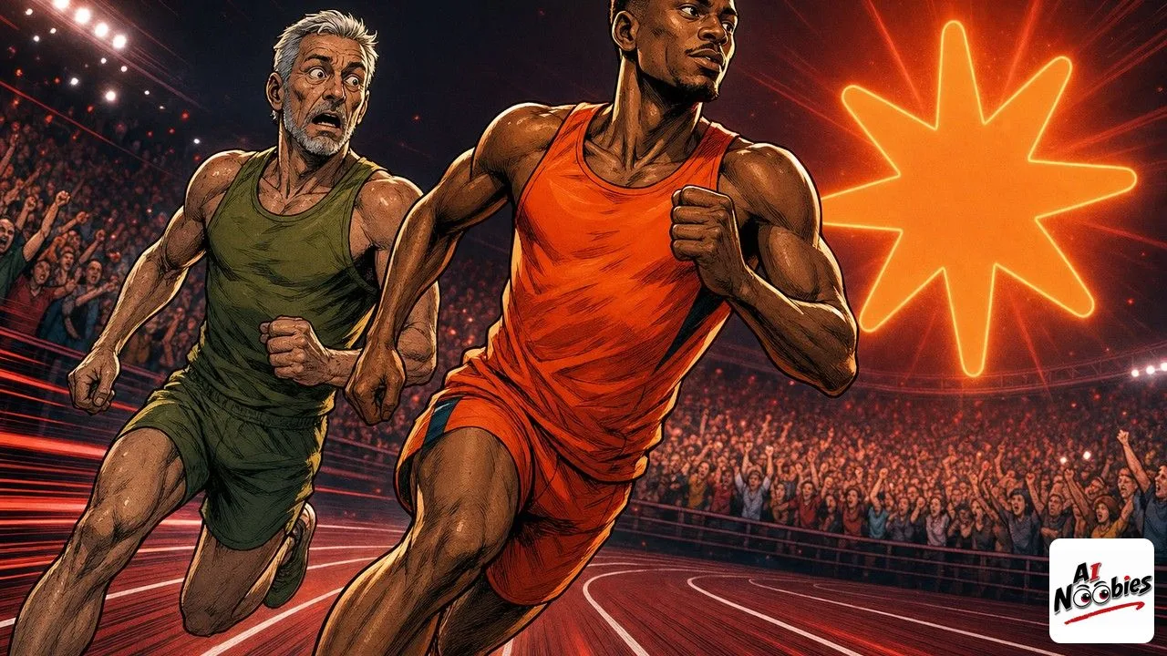 Anthropic surpasses OpenAI in revenue like an orange runner overtaking a rival on stadium track