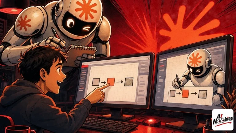 Claude robot watching a person do a task then replaying the same steps on its own screen