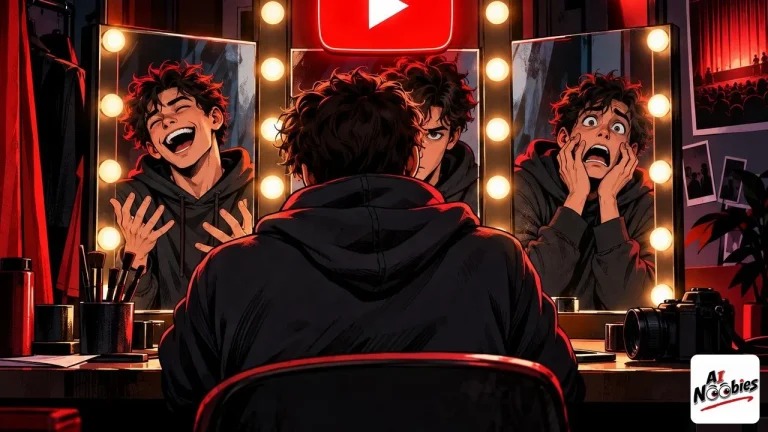 YouTube Studio showing three different reflections of one creator in a dressing room mirror