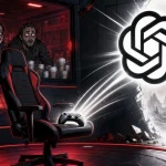 GPT-6 Astra plays alone as an empty gaming chair faces a glowing portal